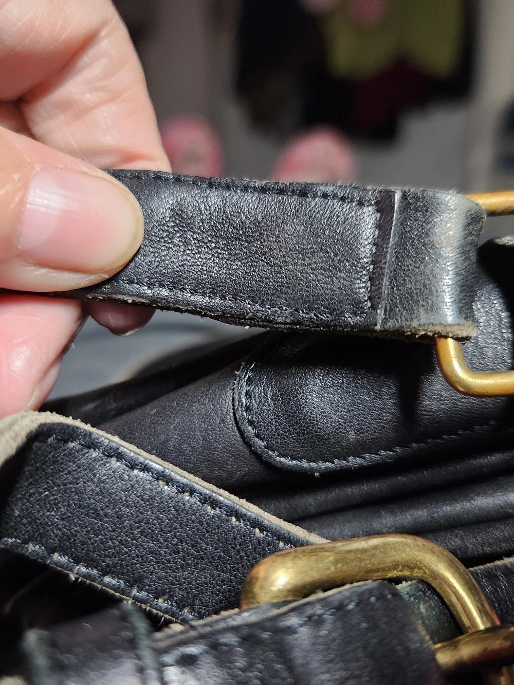Coach Black Leather Interior with Gold Twist Clasp And Zipper Hardware
